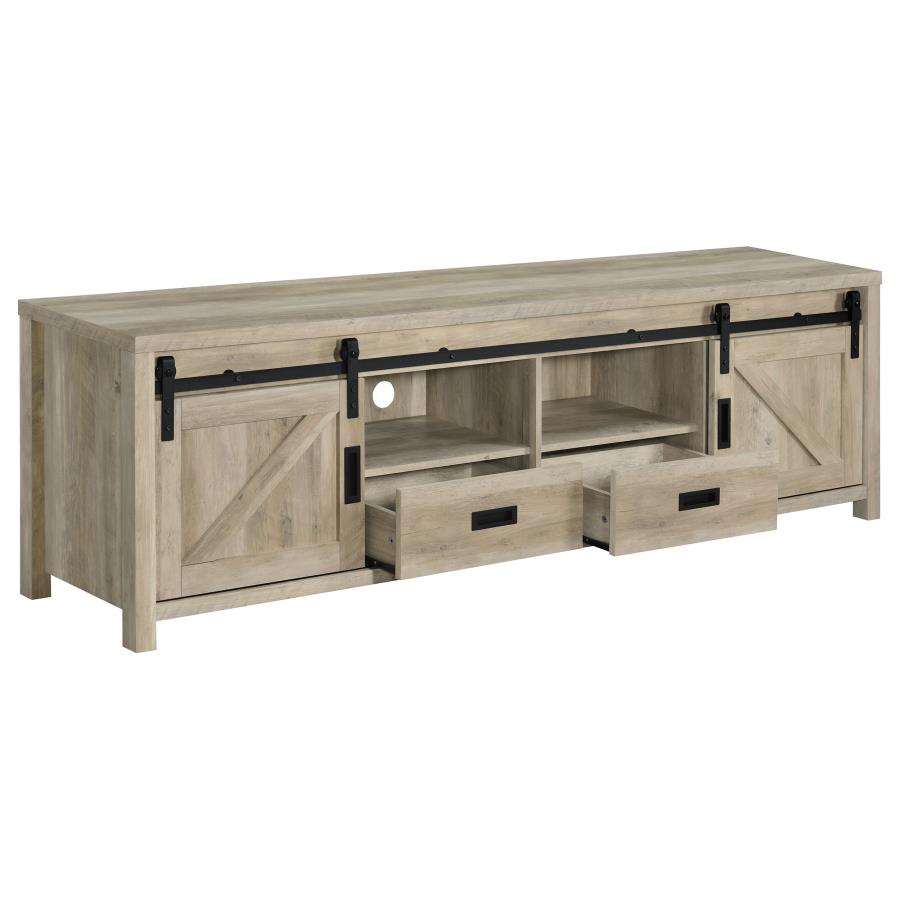 (image for) Madra 2-door Engineered Wood 79" TV Stand Distressed Pine