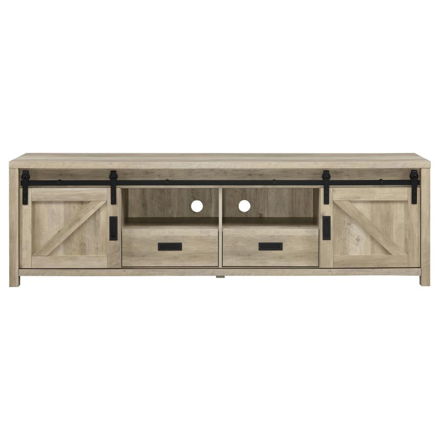 (image for) Madra 2-door Engineered Wood 79" TV Stand Distressed Pine