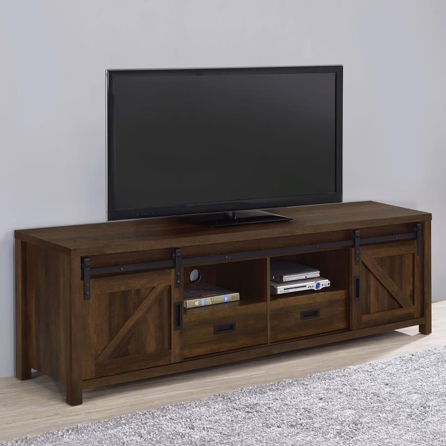 (image for) Madra 2-door Engineered Wood 79" TV Stand Dark Pine