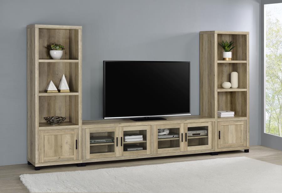 (image for) Sachin 3-piece 79" TV Entertainment Center Antique Pine