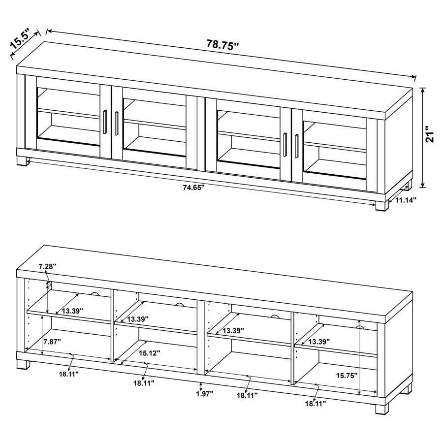 (image for) Sachin 3-piece 79" TV Entertainment Center Antique Pine