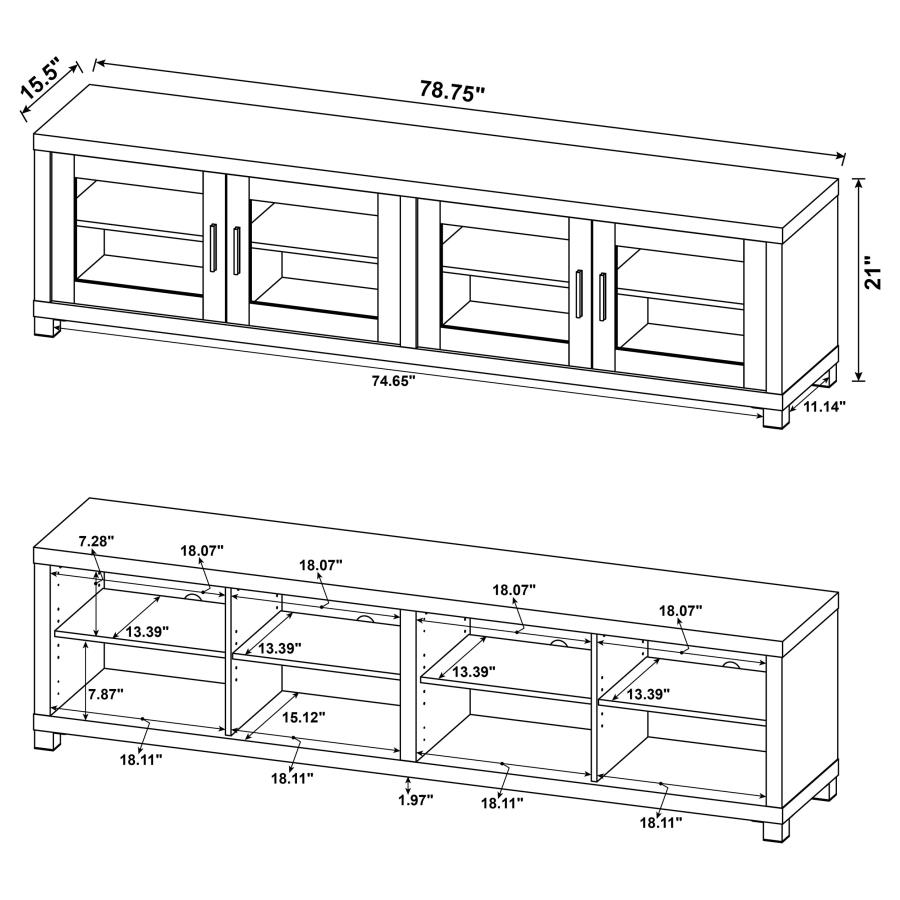 (image for) Sachin 4-door Engineered Wood 79" TV Stand Distressed Pine