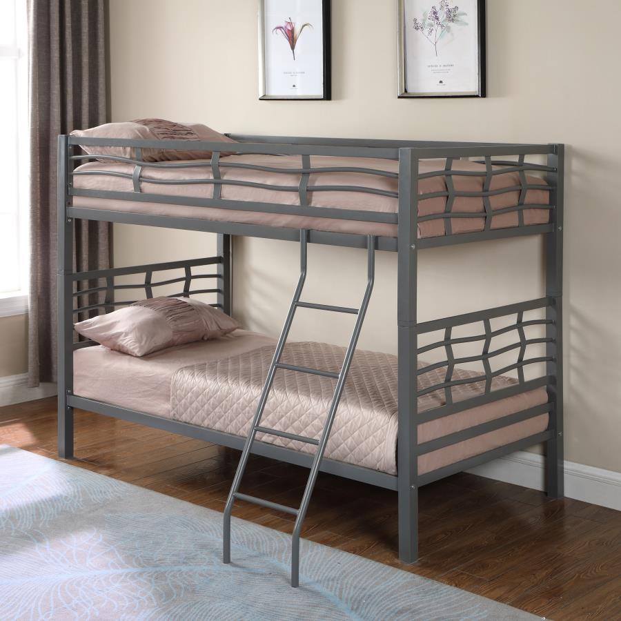 (image for) Fairfax Metal Twin Over Twin Bunk Bed Light Gunmetal