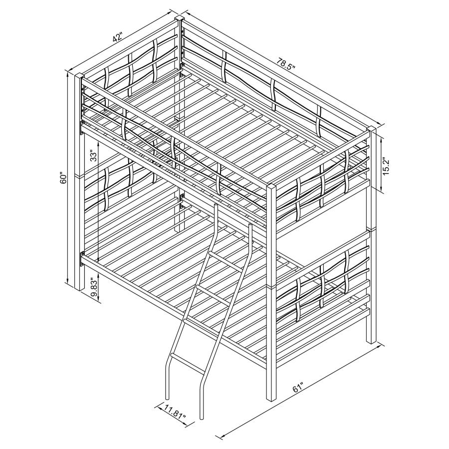 (image for) Fairfax Metal Twin Over Twin Bunk Bed Light Gunmetal