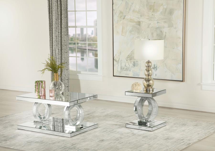 (image for) Breena Rectangular Mirrored Acrylic End Table Silver