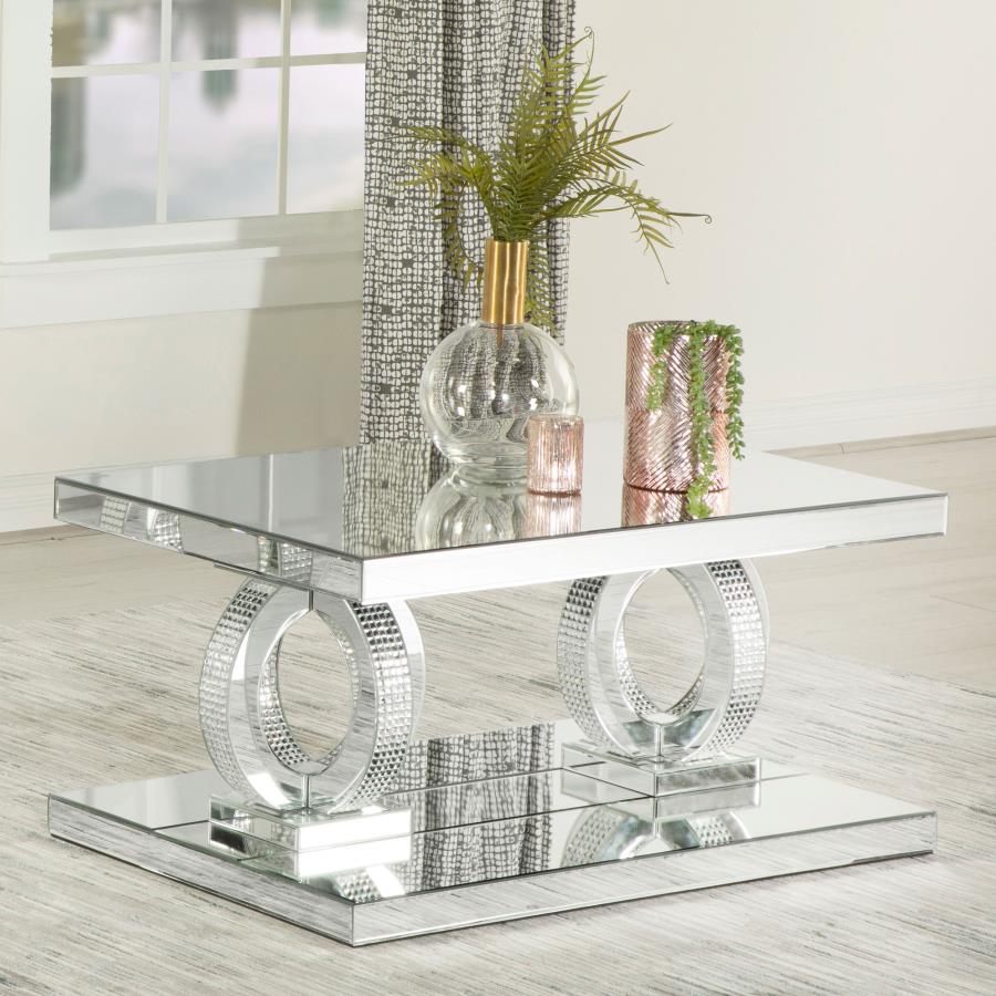 (image for) Breena Rectangular Mirrored Acrylic Coffee Table Silver