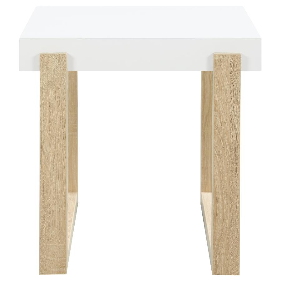 (image for) Pala Rectangular End Table White High Gloss and Natural