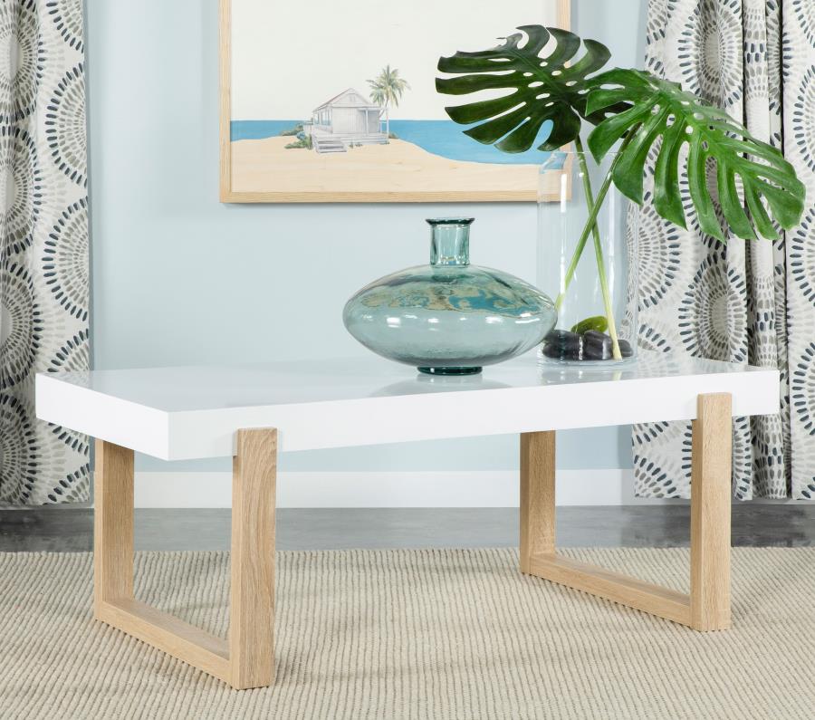 (image for) Pala Rectangular Coffee Table White High Gloss and Natural