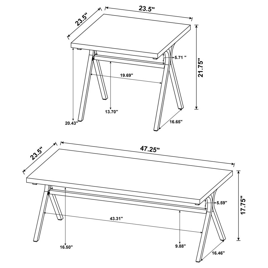 (image for) Colmar 3-piece Engineered Wood Coffee Table Set Golden Oak