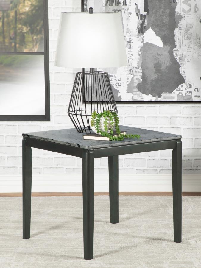 (image for) Mozzi Square Faux Marble Side End Table Grey and Black