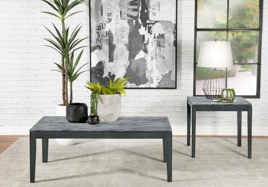 (image for) Mozzi Square Faux Marble Side End Table Grey and Black