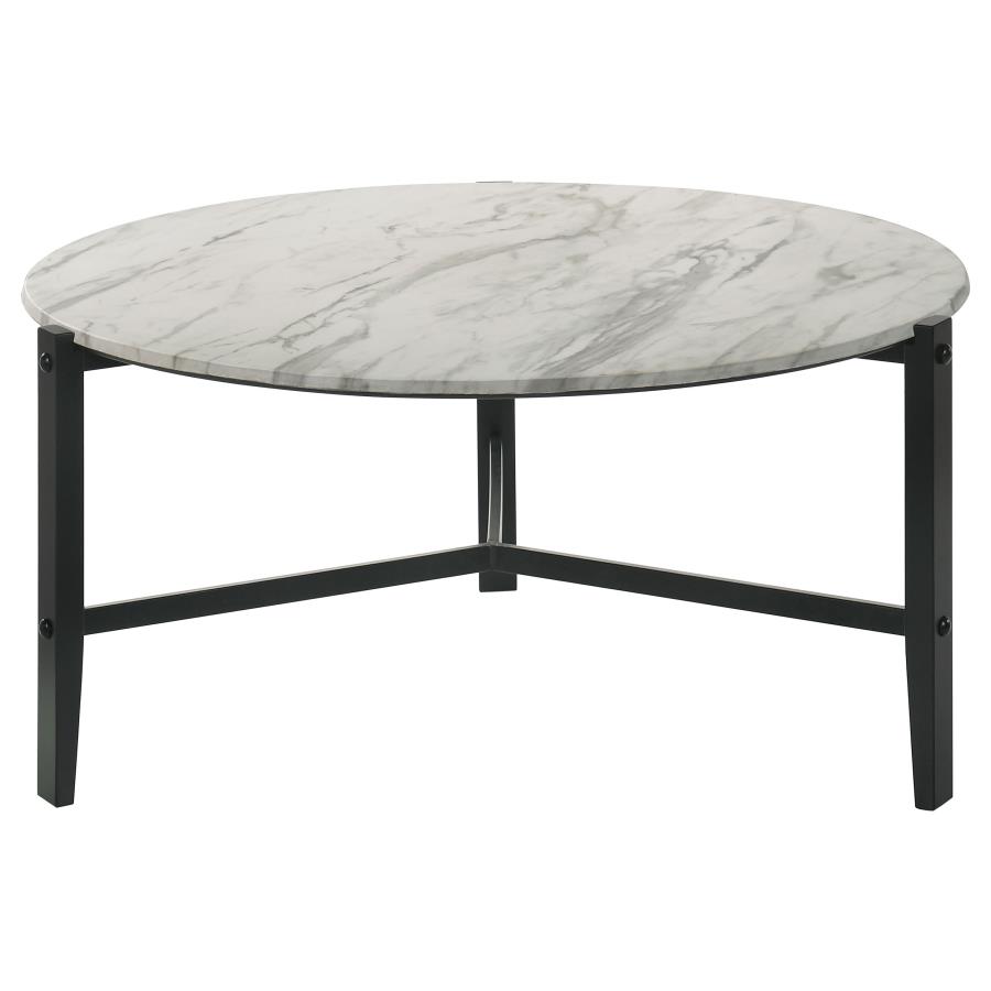 (image for) Tandi Round Faux Marble Coffee Table White and Black