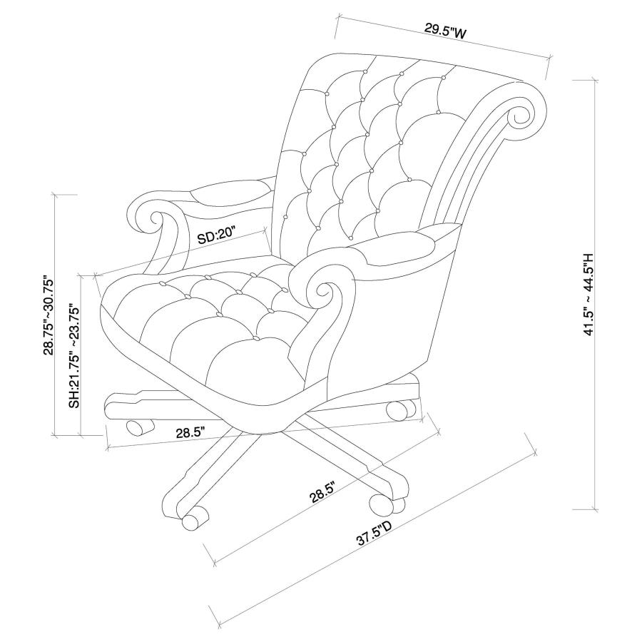 (image for) Calloway Upholstered Executive Office Desk Chair Dark Brown