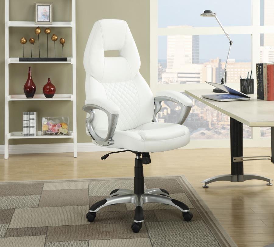 (image for) Bruce Upholstered Adjustable Home Office Desk Chair White