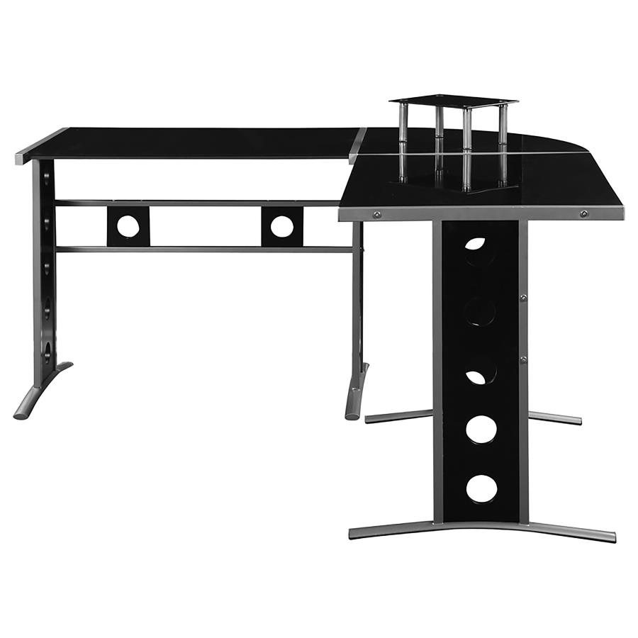 (image for) Keizer 59-inch Glass Top L-Shape Computer Desk Black