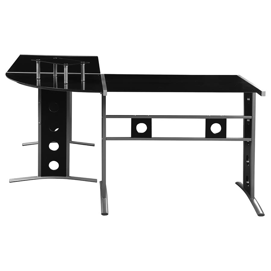 (image for) Keizer 59-inch Glass Top L-Shape Computer Desk Black