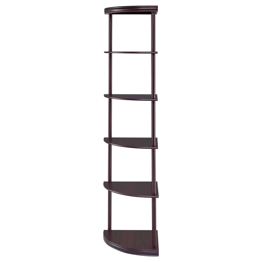 (image for) Bonwick 72-inch 5-shelf Corner Bookshelf Cappuccino