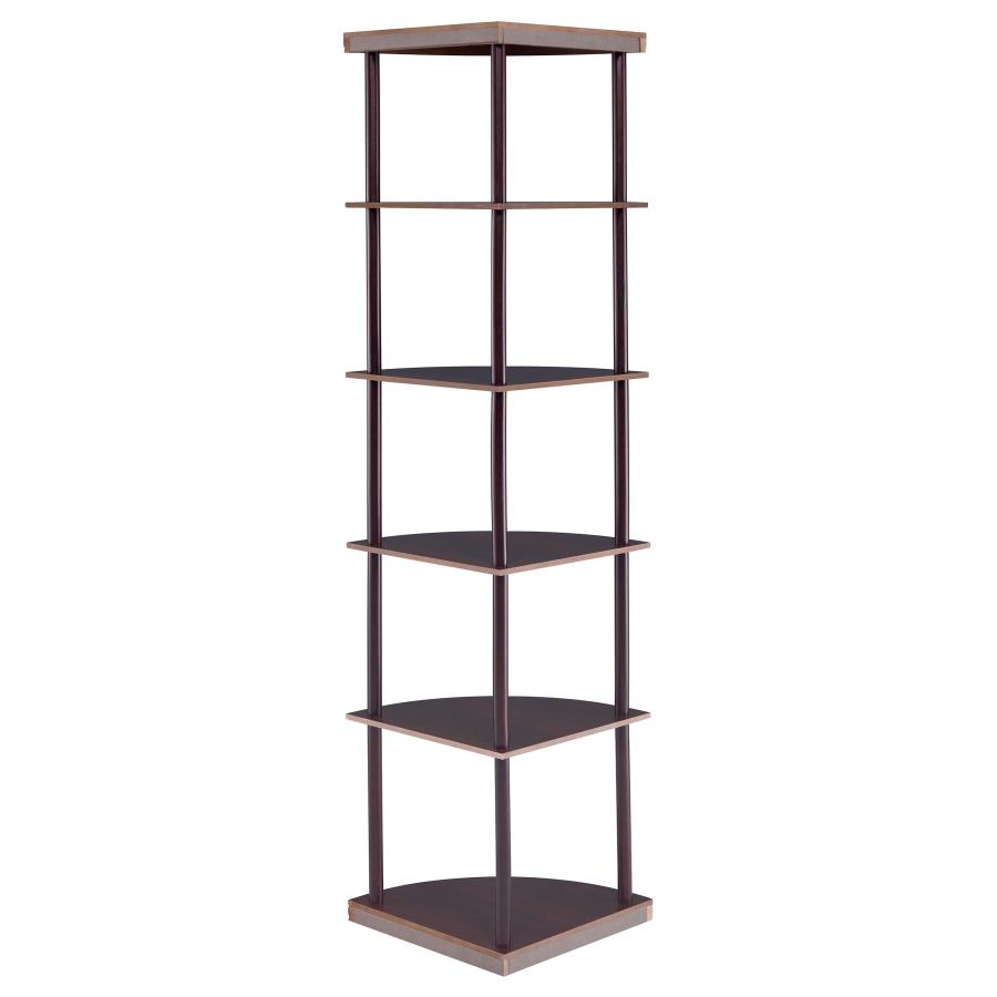 (image for) Bonwick 72-inch 5-shelf Corner Bookshelf Cappuccino