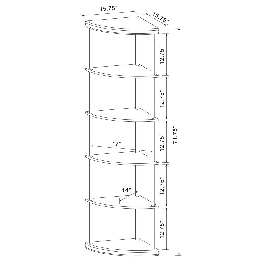 (image for) Bonwick 72-inch 5-shelf Corner Bookshelf Cappuccino