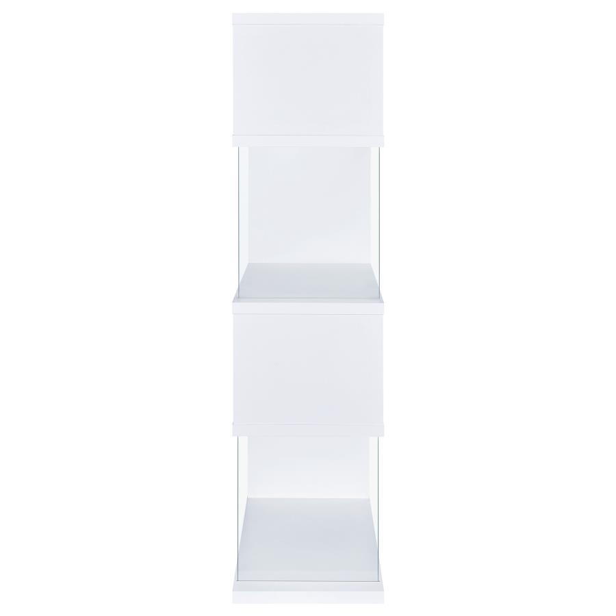 (image for) Emelle 63-inch 4-shelf Glass Panel Bookshelf White