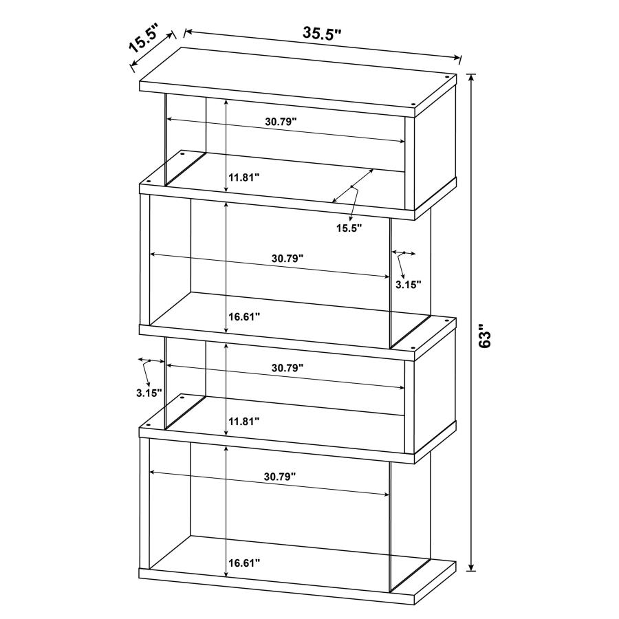 (image for) Emelle 63-inch 4-shelf Glass Panel Bookshelf White