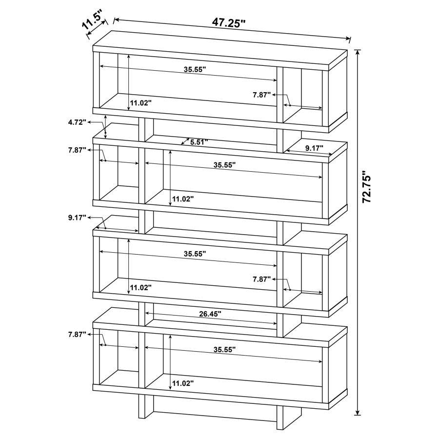 (image for) Reid 73-inch 4-shelf Bookshelf Cappuccino