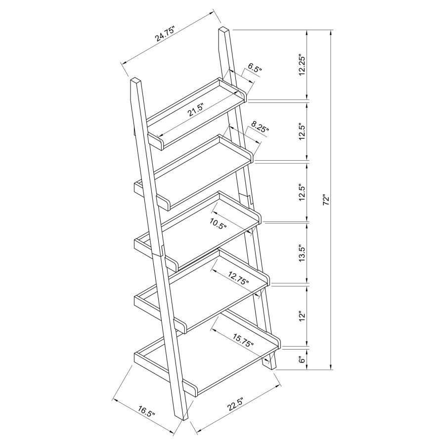 (image for) Colella 72-inch 5-shelf Ladder Bookshelf Cappuccino