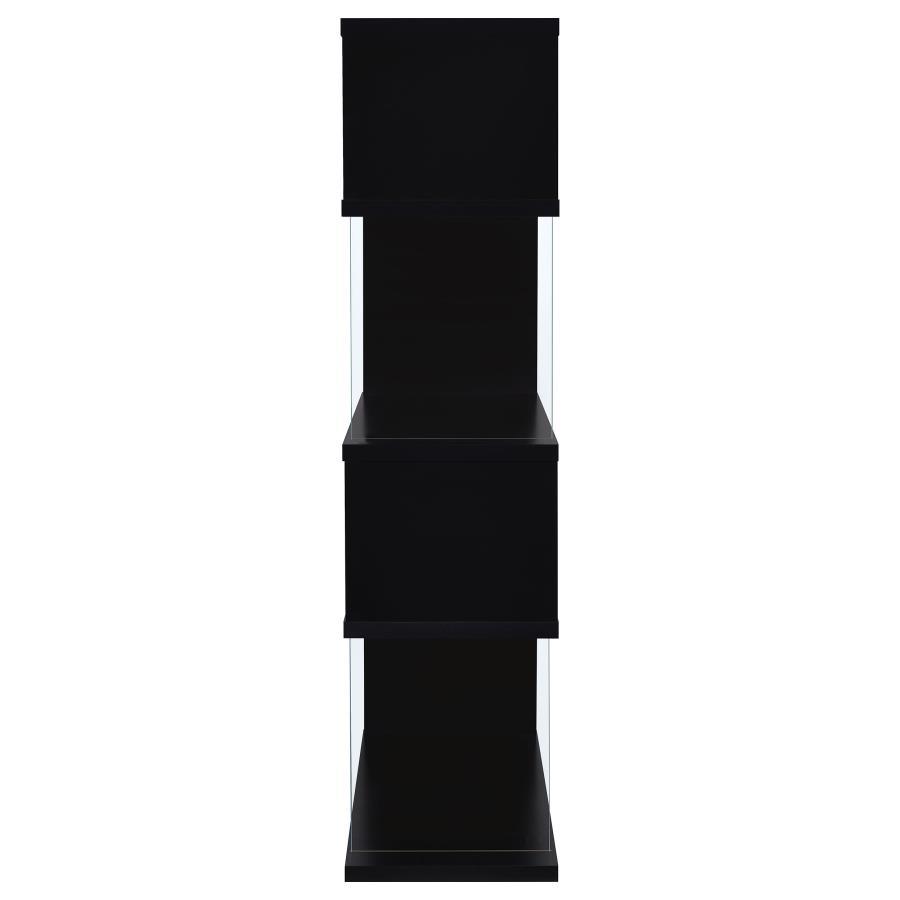 (image for) Emelle 63-inch 4-shelf Glass Panel Bookshelf Black