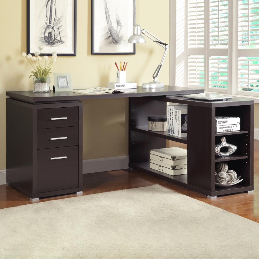 (image for) Yvette 60-inch 3-drawer L-Shape Computer Desk Cappuccino