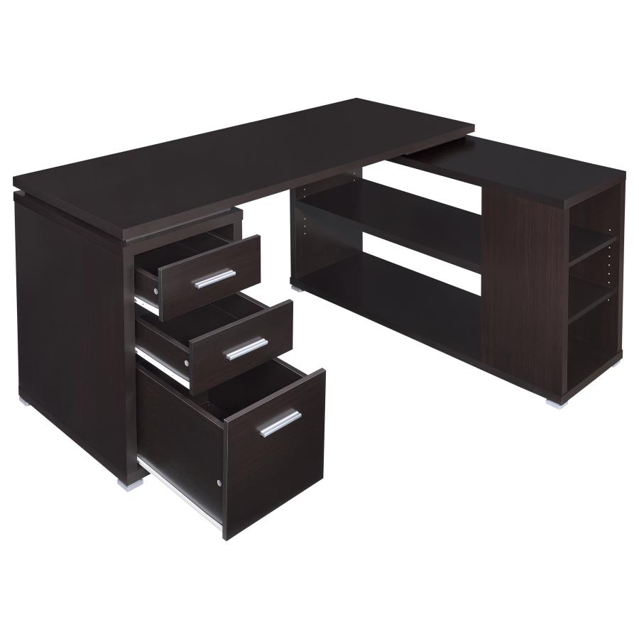 (image for) Yvette 60-inch 3-drawer L-Shape Computer Desk Cappuccino