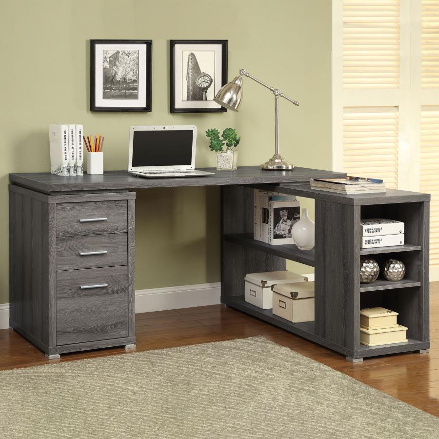 (image for) Yvette 60-inch 3-drawer L-Shape Computer Desk Weathered Grey