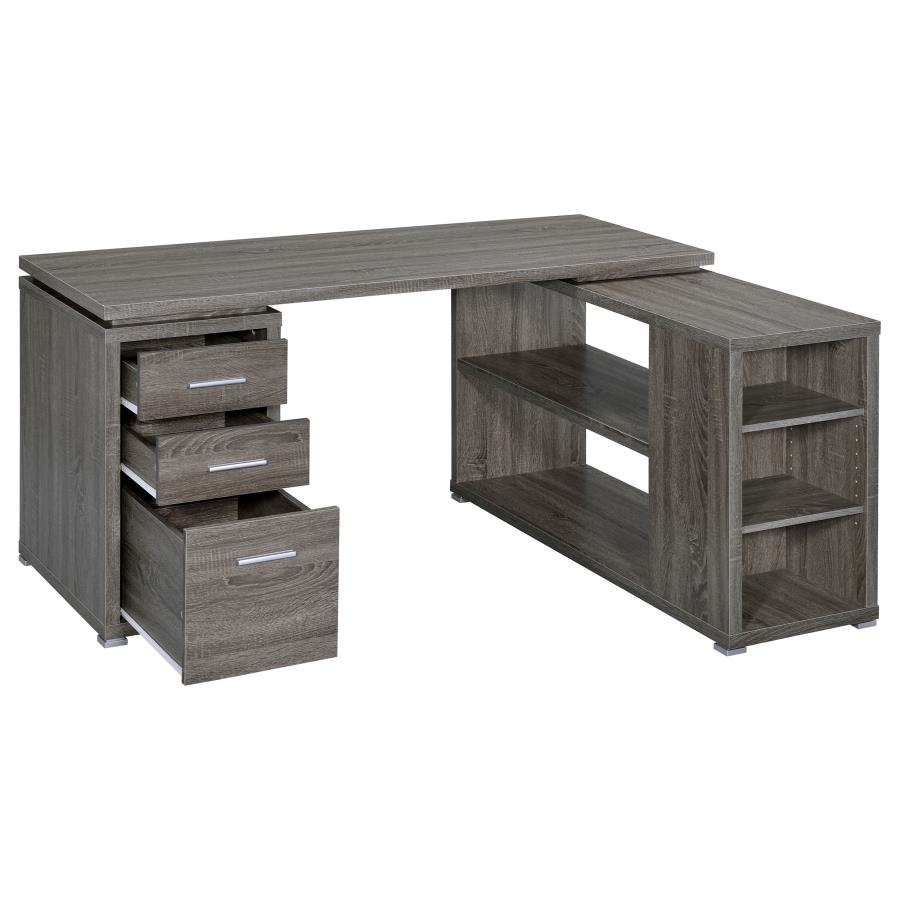 (image for) Yvette 60-inch 3-drawer L-Shape Computer Desk Weathered Grey