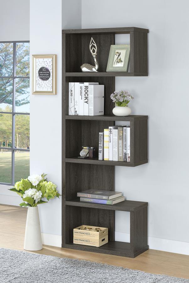 (image for) Joey 71-inch 5-shelf Bookshelf Weathered Grey