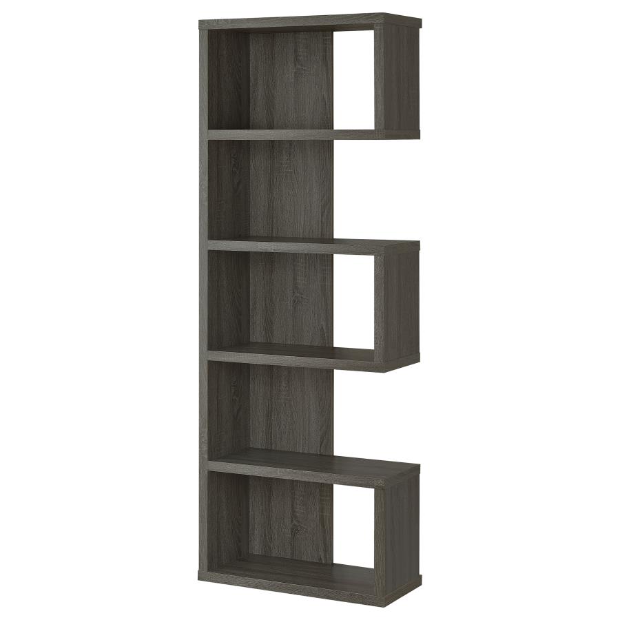 (image for) Joey 71-inch 5-shelf Bookshelf Weathered Grey