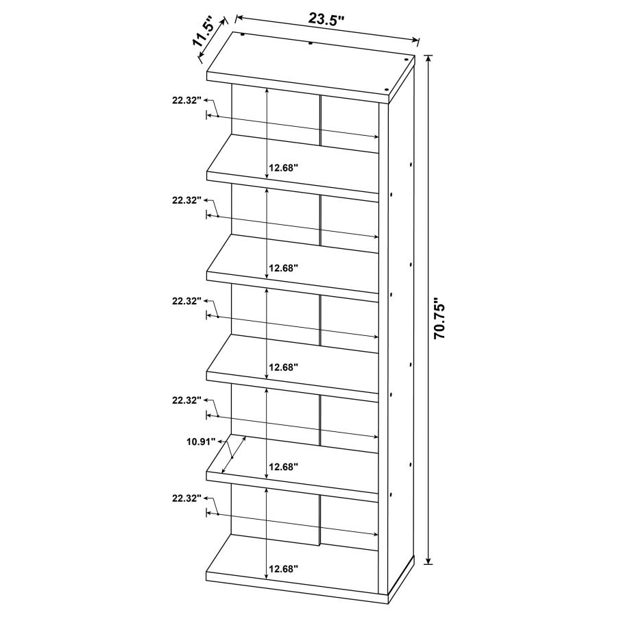 (image for) Harrison 71-inch 5-shelf Bookshelf Weathered Grey