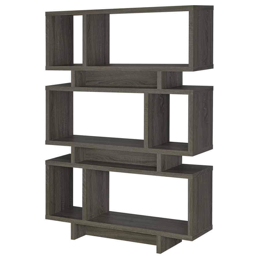 (image for) Reid 66-inch 4-shelf Bookshelf Weathered Grey