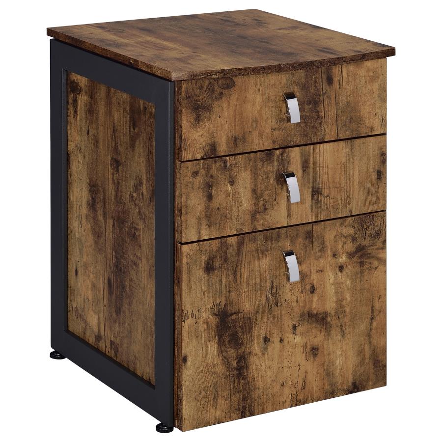 (image for) Estrella 2-piece Office Desk File Cabinet Set Rustic Nutmeg