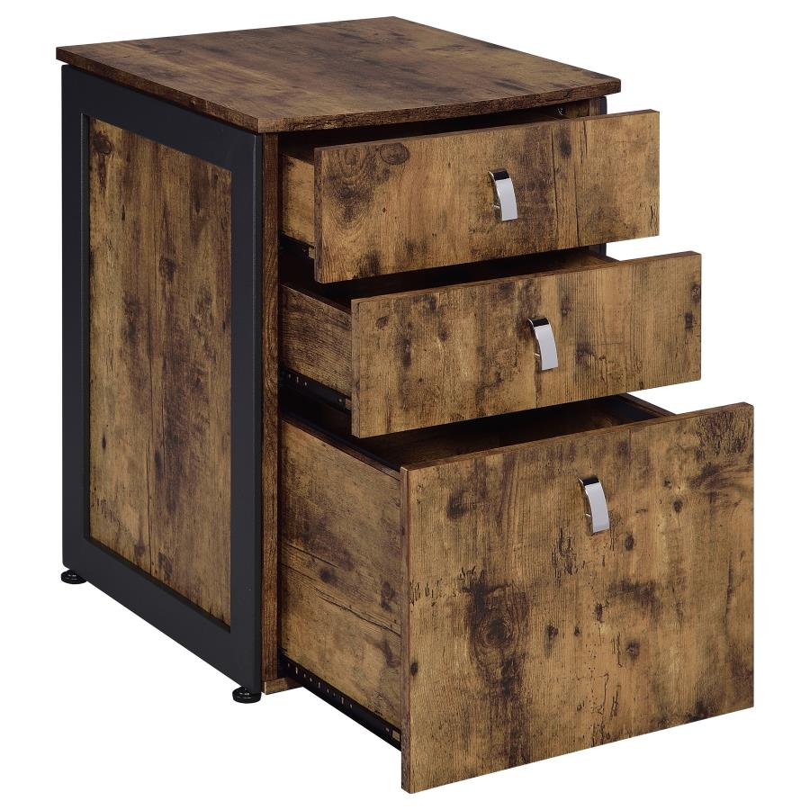 (image for) Estrella 2-piece Office Desk File Cabinet Set Rustic Nutmeg