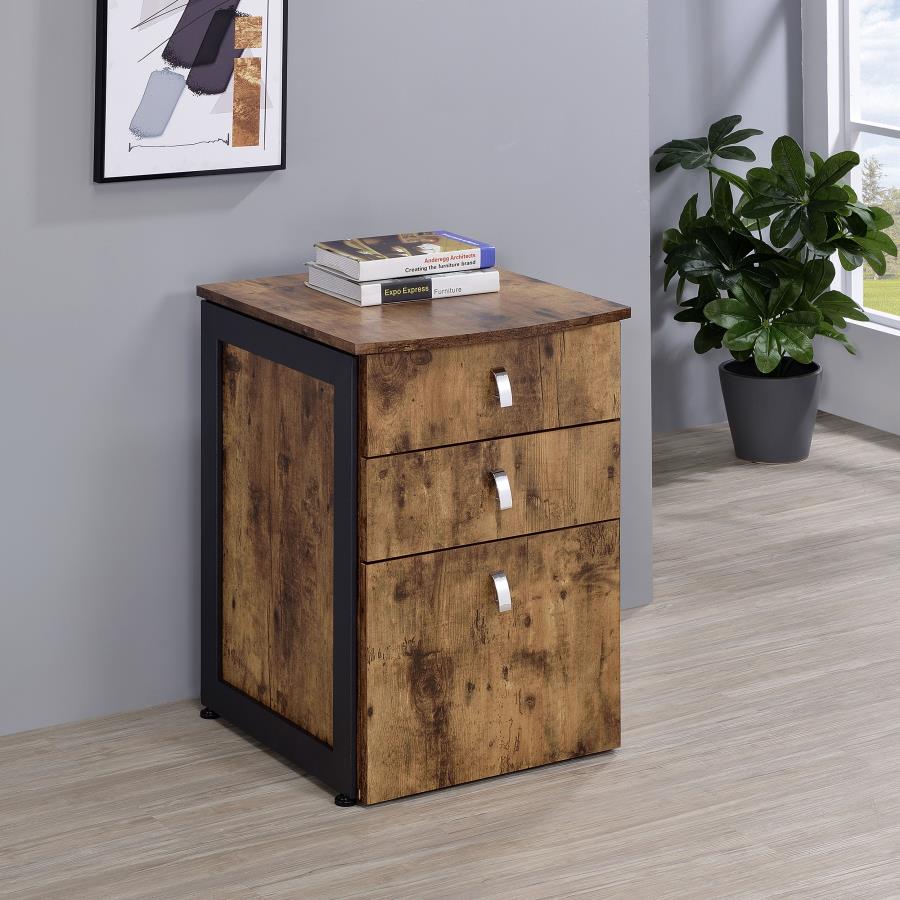 (image for) Estrella 3-drawer Home Office File Cabinet Rustic Nutmeg