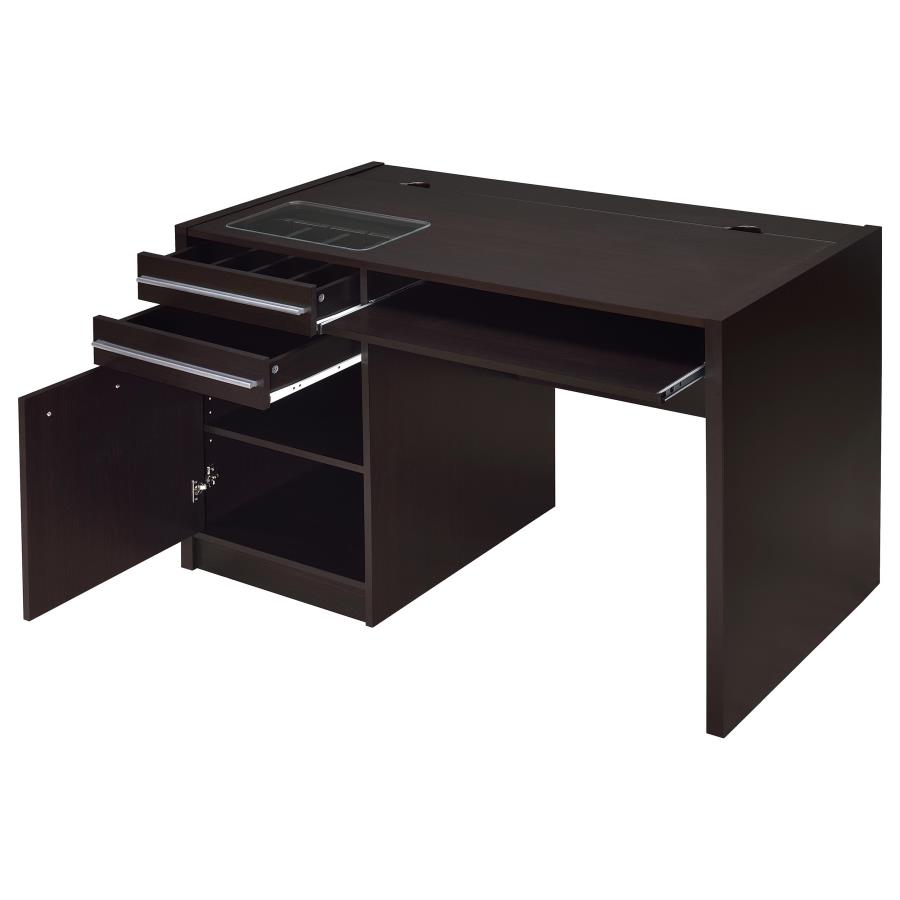 (image for) Halston 47-inch 2-drawer Office Desk with Cabinet Cappuccino