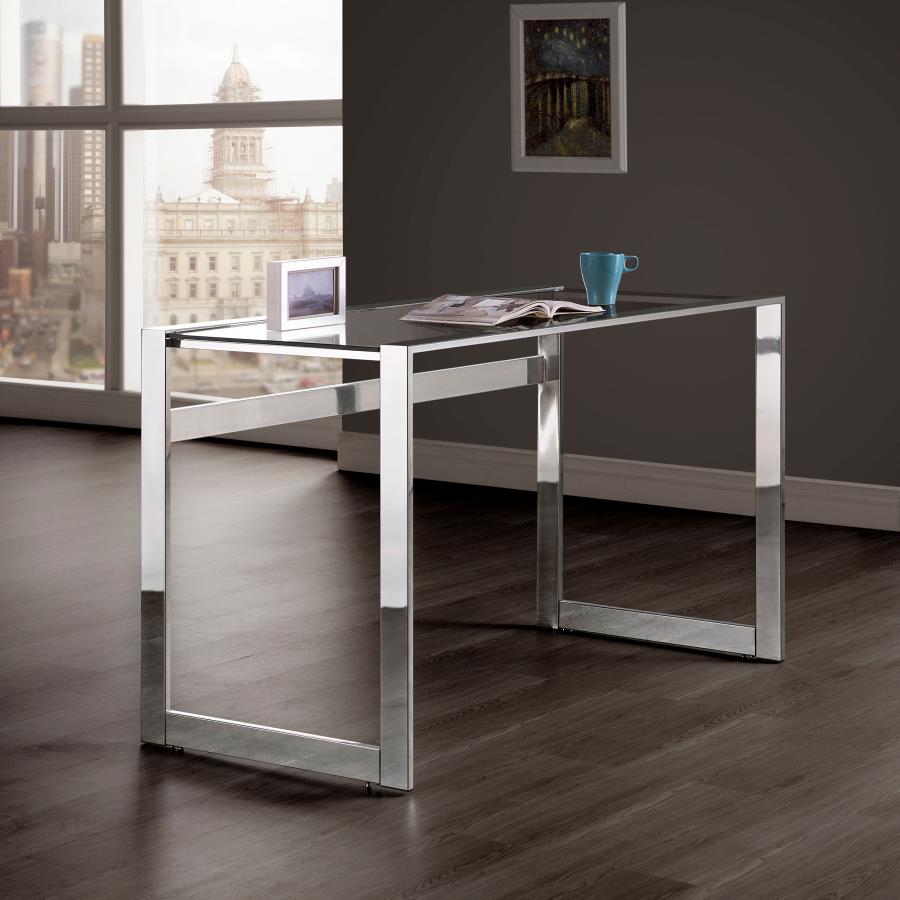 (image for) Hartford 47-inch Glass Top Writing Desk Chrome