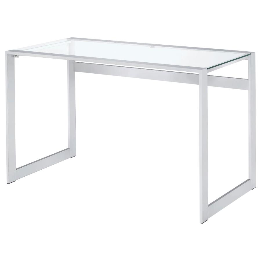 (image for) Hartford 47-inch Glass Top Writing Desk Chrome