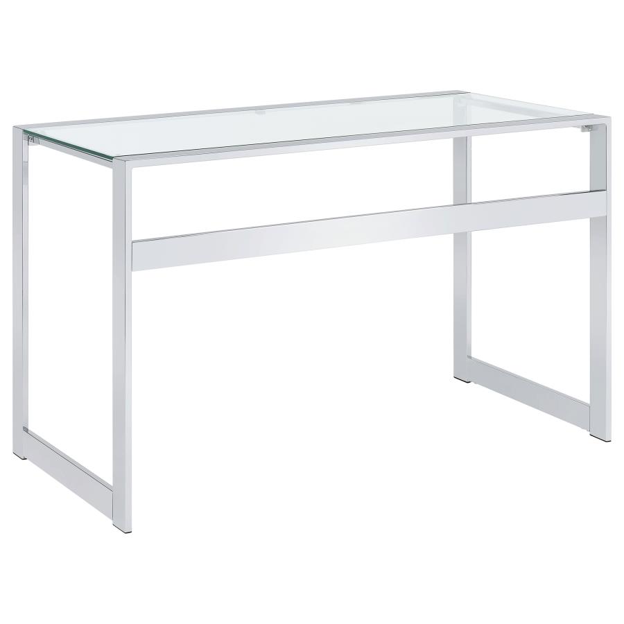 (image for) Hartford 47-inch Glass Top Writing Desk Chrome