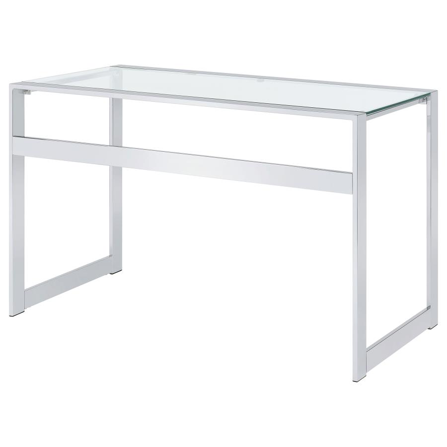 (image for) Hartford 47-inch Glass Top Writing Desk Chrome