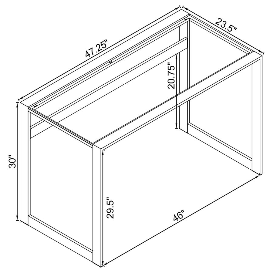 (image for) Hartford 47-inch Glass Top Writing Desk Chrome