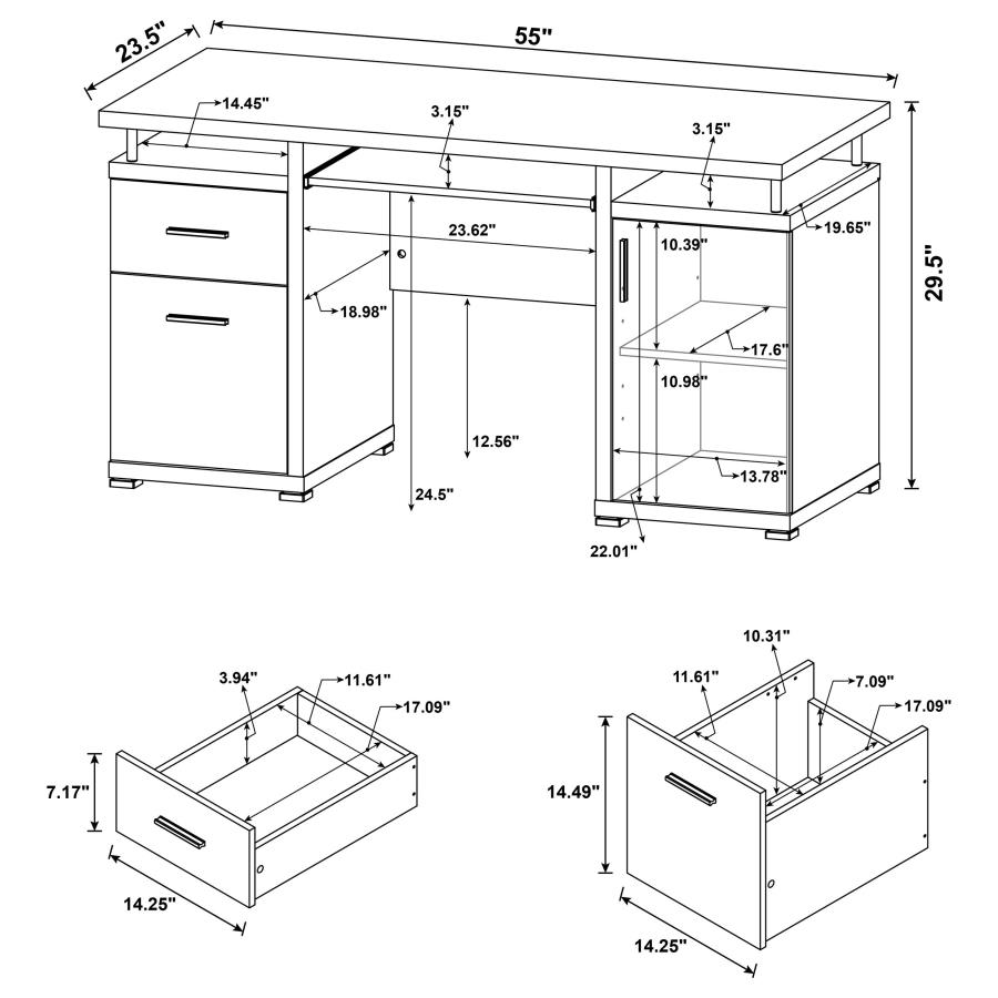 Modal Additional Images for Tracy 55-inch 2-drawer Office Computer Desk Mango