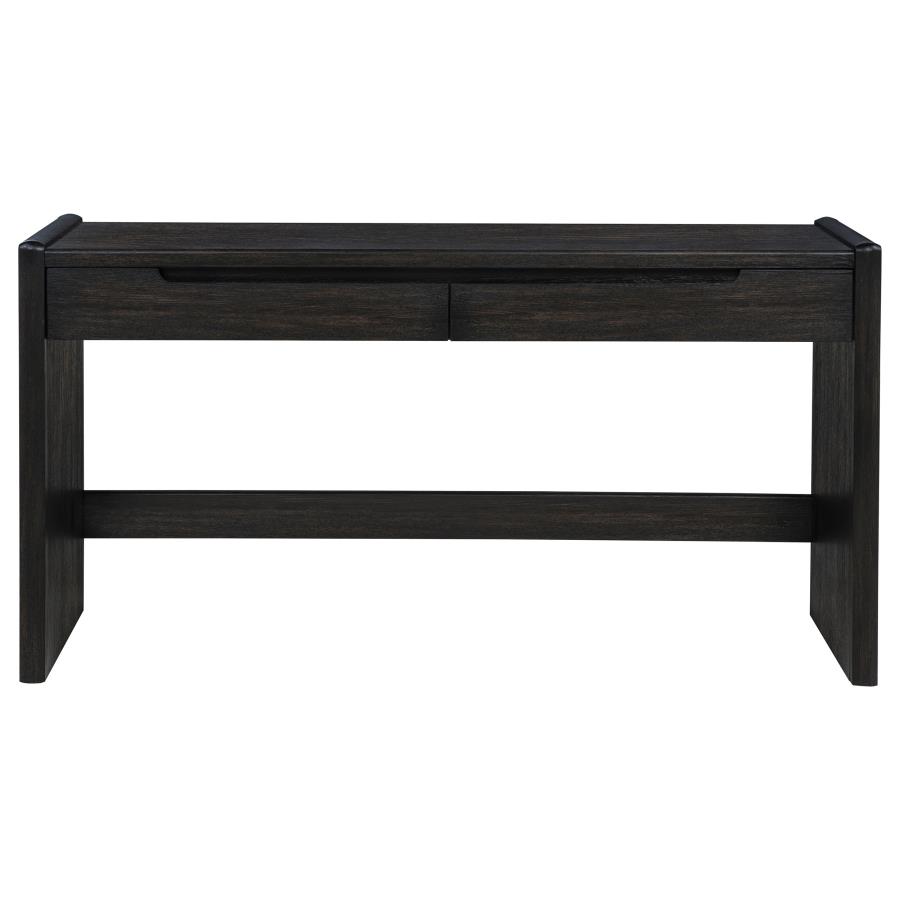 Leandro 2-drawer Home Office Writing Desk Burnished Black