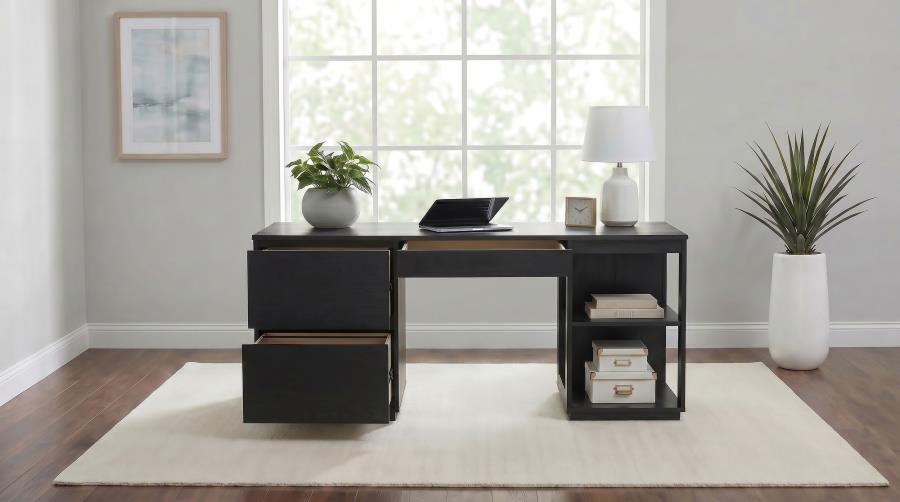 Modal Additional Images for Harkes 75-inch 3-drawer Computer Desk with Adjustable Shelf Coffee Bean
