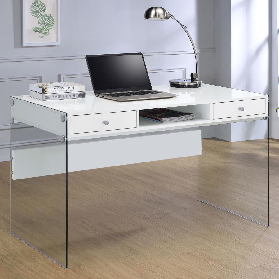 (image for) Dobrev 48-inch 2-drawer Writing Desk White High Gloss