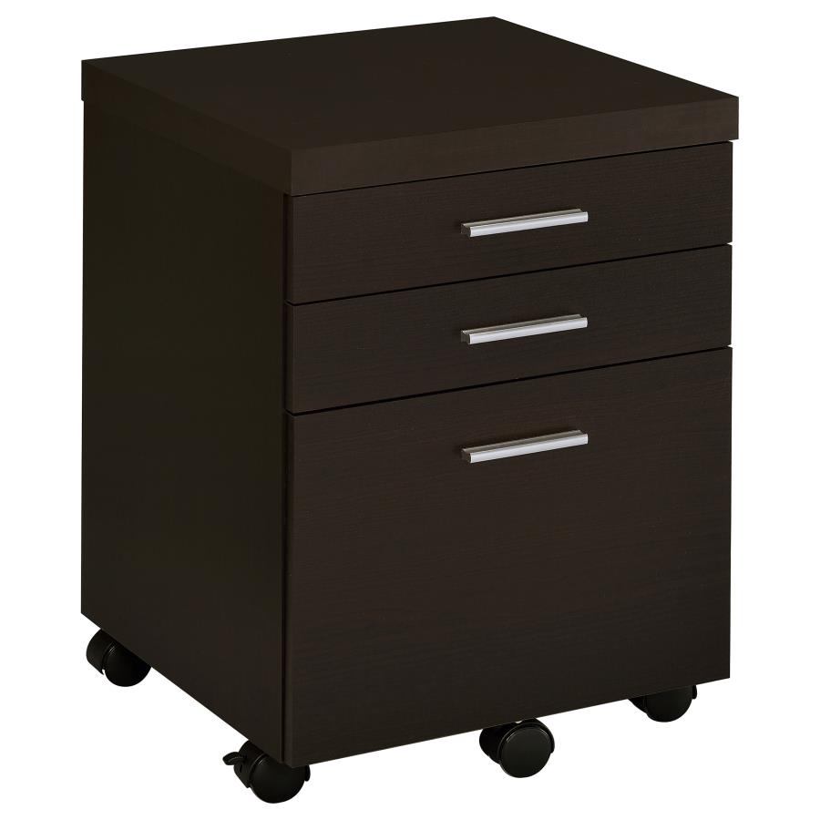 (image for) Skylar L-Shape Desk with Mobile File Cabinet Cappuccino